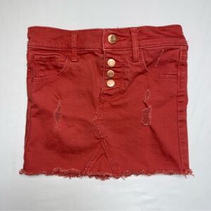 Old Navy Colored Denim Jean Skirt Girl’s 5 Rust Orange Adjustable Waist Holiday
